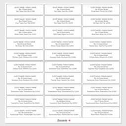 Guest Address Labels for 30 Invitation Envelopes | Zazzle