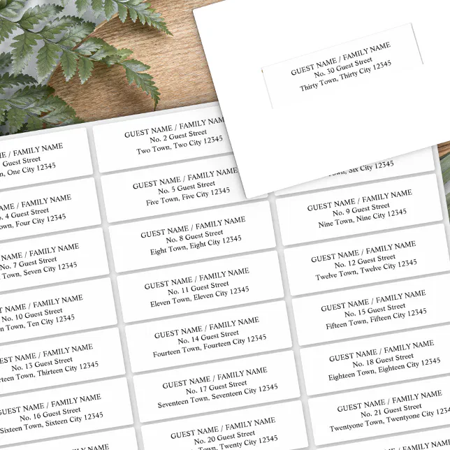 Guest Address Labels For Invitation Envelopes 