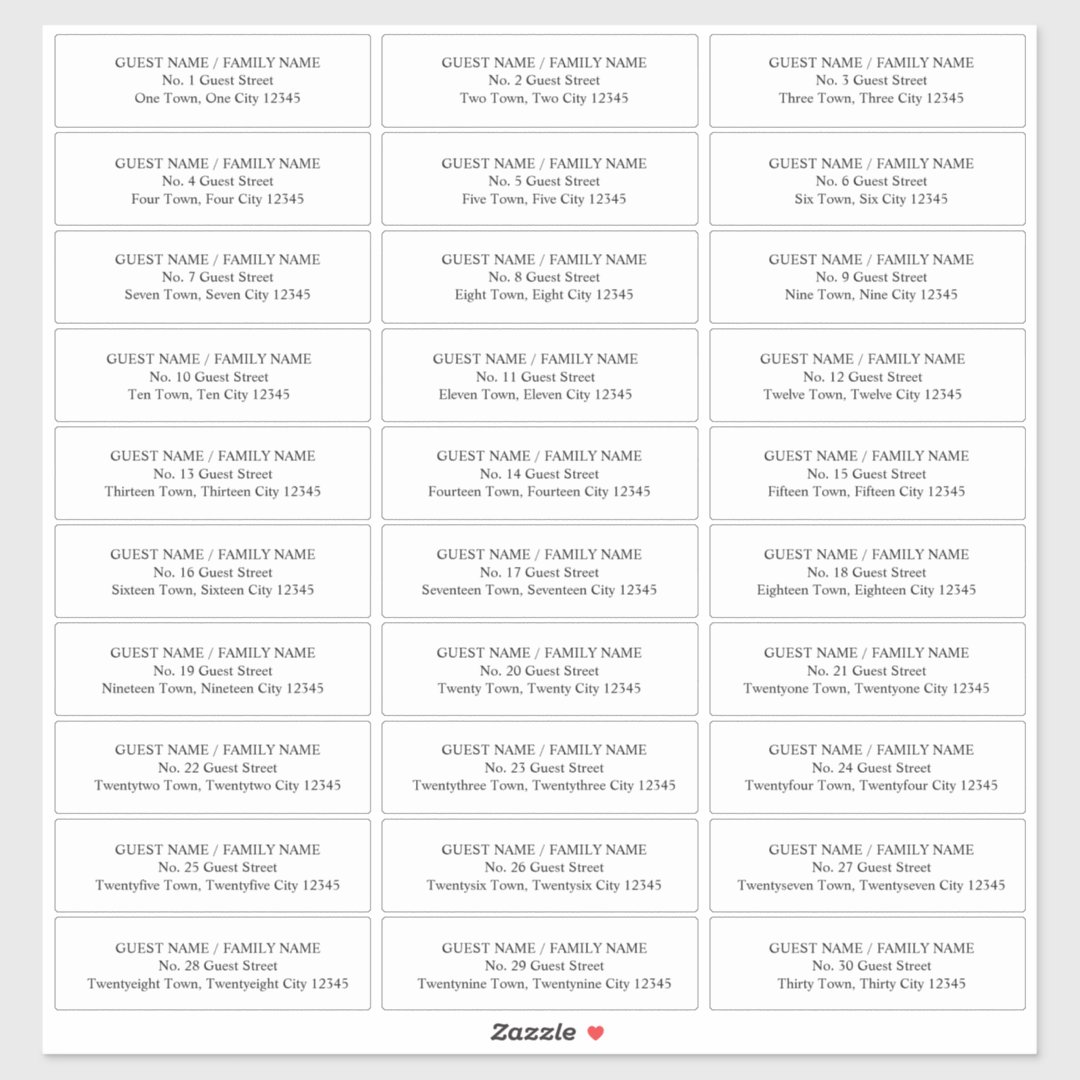 Guest Address Labels for Invitation Envelopes Zazzle