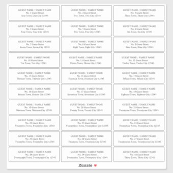 Guest Address Labels for Invitation Envelopes | Zazzle