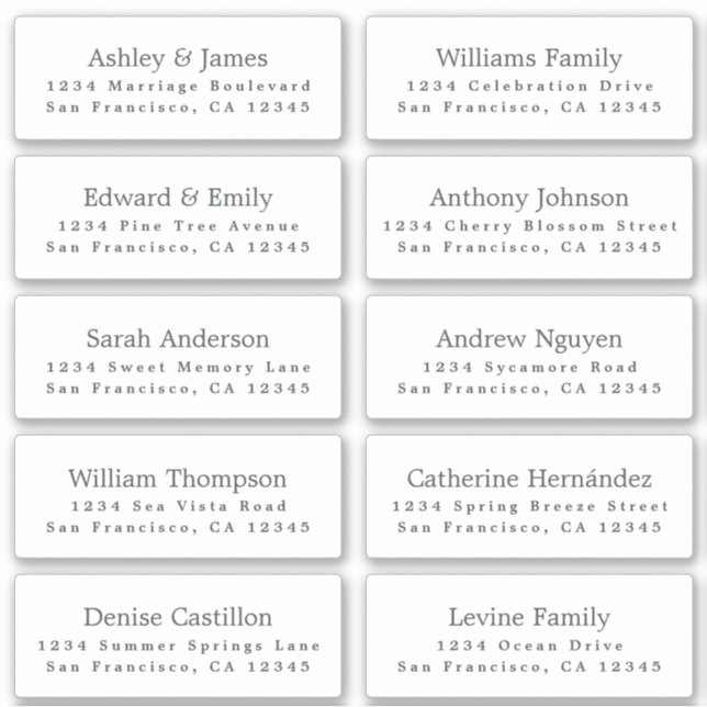 Guest Address Labels ORDER on 6" or 8"! (Front)