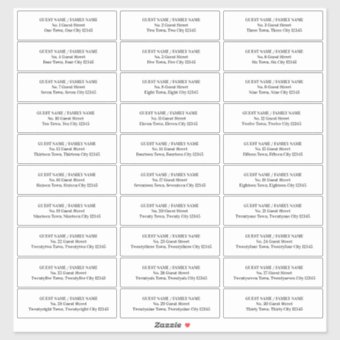 Guest Address Labels Wedding Invitation Envelopes | Zazzle