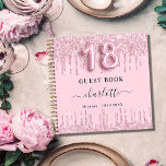 Guest book 18th birthday blush pink glitter name<br><div class="desc">A guestbook for a feminine and glamorous 18th birthday party.  A girly blush pink background with faux glitter drips,  paint dripping look. Add your name,  text. Number 18 is written with a balloon style font.</div>