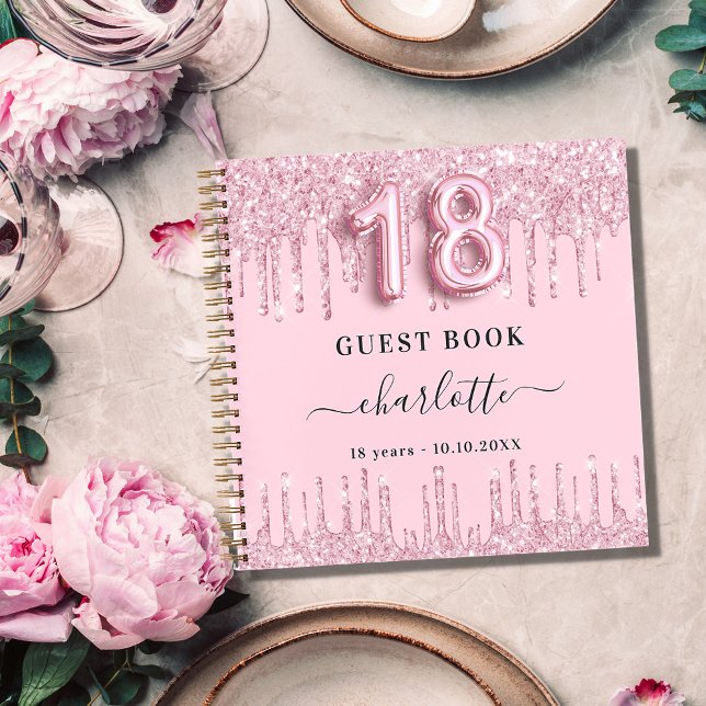 Guest book 18th birthday blush pink glitter name (Creator Uploaded)
