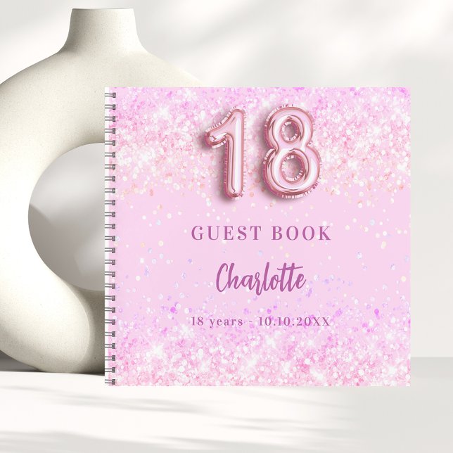 Guest book 18th birthday pink confetti name (Creator Uploaded)