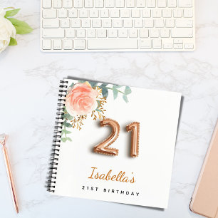 Guest book 21st birthday rose gold eucalyptus