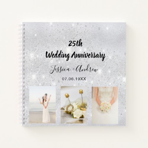 Guest book 25th wedding anniversary silver photo