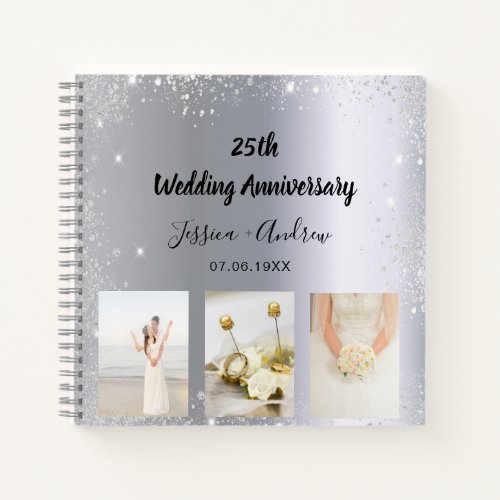 Guest book 25th wedding anniversary silver photo