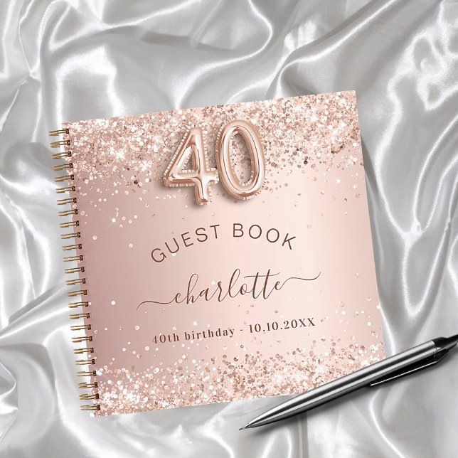 Guest book 40th birthday rose gold blush (Creator Uploaded)