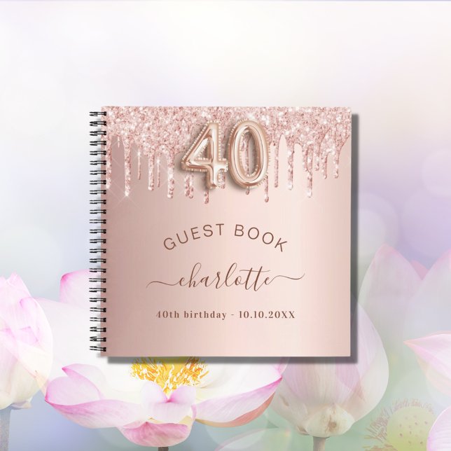 Guest book 40th birthday rose gold drips (Creator Uploaded)