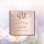 Guest book 40th birthday rose gold glitter drips<br><div class="desc">A guestbook for a feminine and glamorous 40th birthday party.  A stylish rose gold faux metallic looking background with faux glitter sparkles. Add your name,  text.</div>