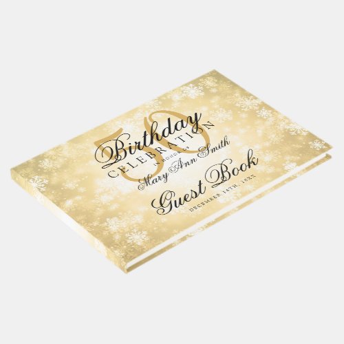 Guest Book 50th Birthday Gold Winter Wonderland