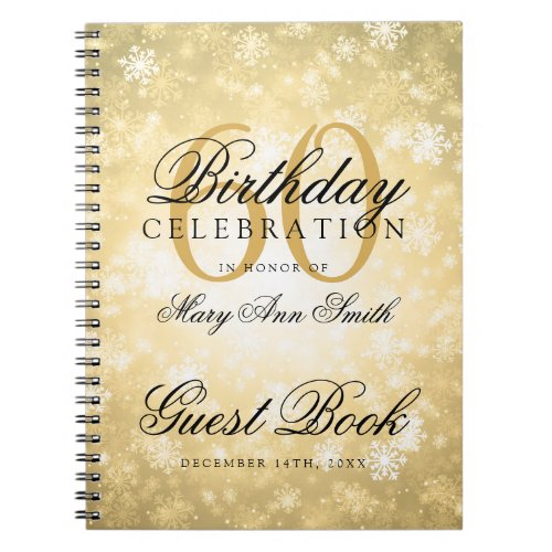 Guest book 60th Birthday Gold Winter Wonderland