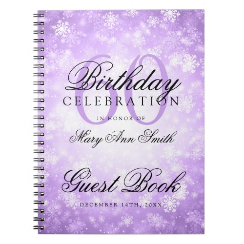 Guest book 60th Birthday Purple Winter Wonderland