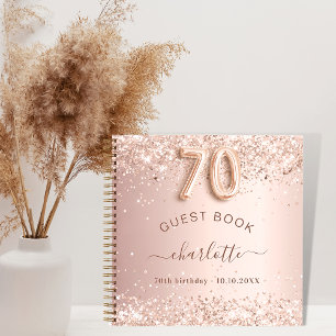 Guest book 70th birthday rose gold