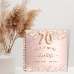 Guest book 70th birthday rose gold glitter blush<br><div class="desc">A guestbook for a feminine and glamorous 70th birthday party.  A stylish rose gold faux metallic looking background with faux glitter sparkles. Add your name,  text.</div>
