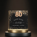 Guest book 80th birthday black gold glitter name<br><div class="desc">A guestbook for a feminine and glamorous birthday party.  A stylish black background with faux gold glitter dust. Add your name,  and text.  Age number is written with a balloon style font.</div>