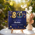 Guest book 80th birthday navy blue gold star photo<br><div class="desc">A stylish navy blue,  uneven colored background with faux gold stars. Add your photo,  name,  and text.  Age number is written with a balloon style font.</div>