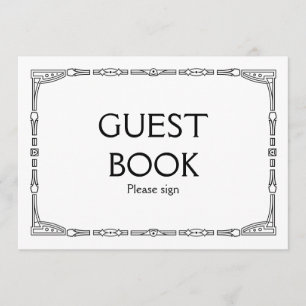 "Guest Book" Art Deco Style Wedding Sign Invitation