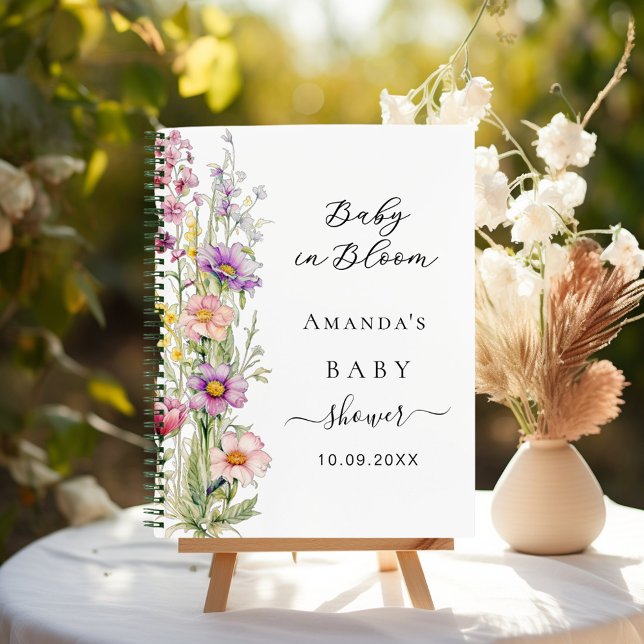 Guest book Baby in bloom pink purple Baby Shower (Creator Uploaded)