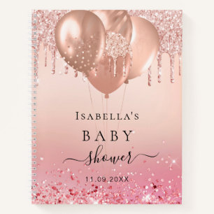 Guest book baby showe rose gold glitter blush