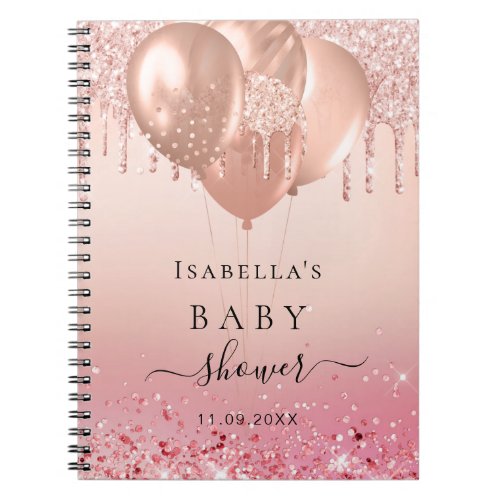 Guest book baby showe rose gold glitter blush