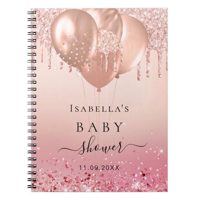 Guest book baby showe rose gold glitter blush (Front)