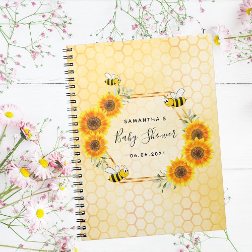 Guest book baby shower bees sunflowers