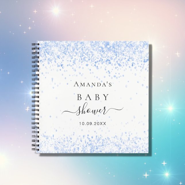 Guest book baby shower blue boy glitter dust (Creator Uploaded)