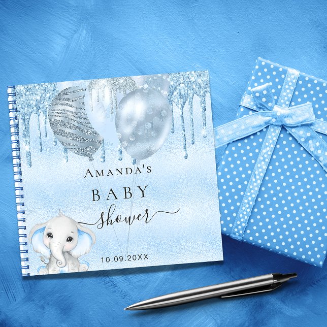 Guest book baby shower blue elephant boy baloons (Creator Uploaded)