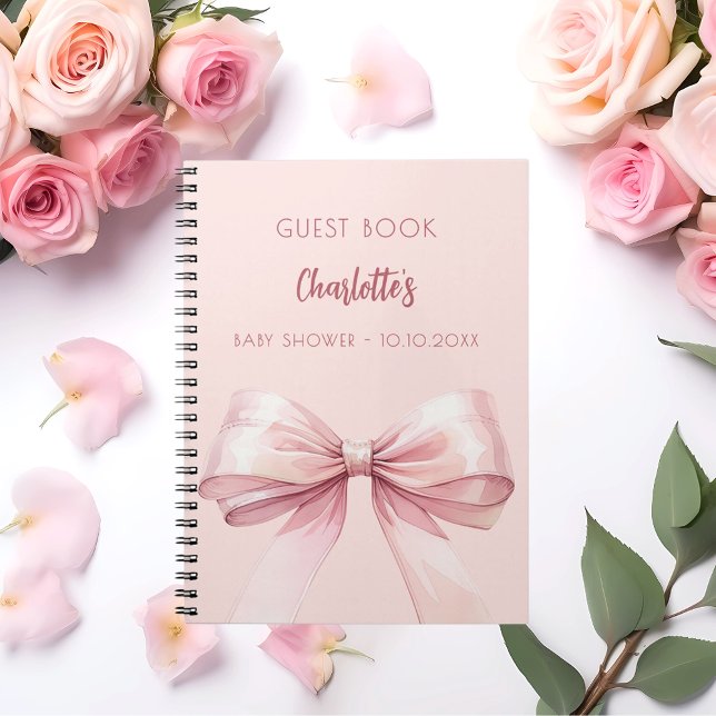 Guest book Baby Shower blush pink bow girl (Creator Uploaded)