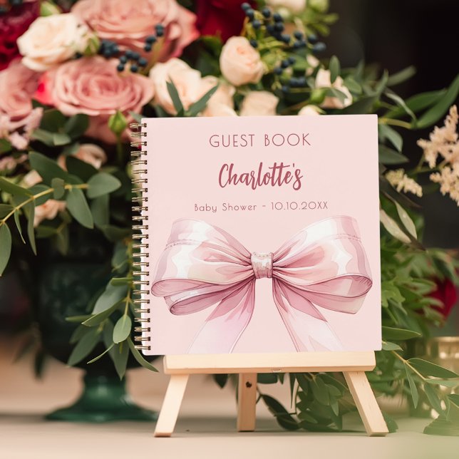 Guest book Baby Shower blush pink bow girl (Creator Uploaded)