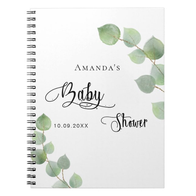 Guest book baby shower eucalyptus budget (Front)