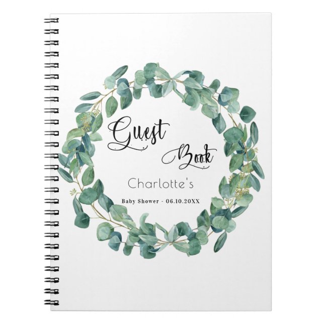 Guest book baby shower eucalyptus greenery (Front)