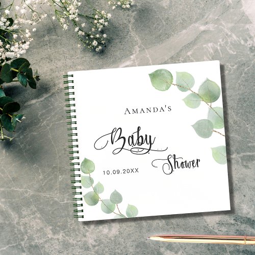 Guest book baby shower eucalyptus greenery