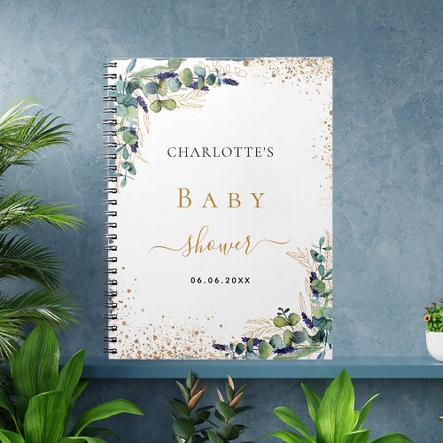 Guest book baby shower eucalyptus greenery