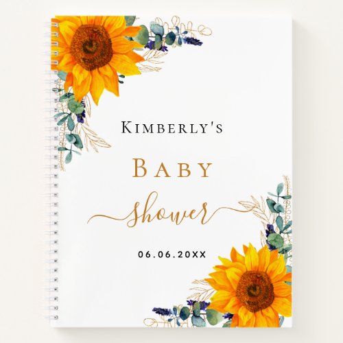 Guest book baby shower eucalyptus sunflower