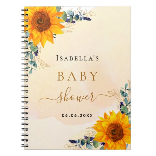 Guest book baby shower eucalyptus sunflowers