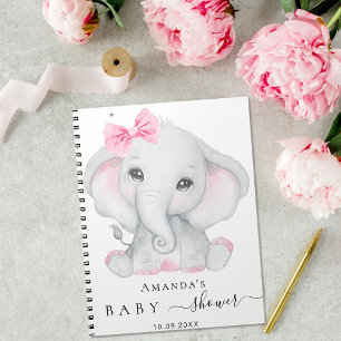Guest book baby shower girl elephant girl pink