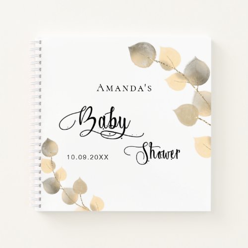 Guest book baby shower golden eucalyptus