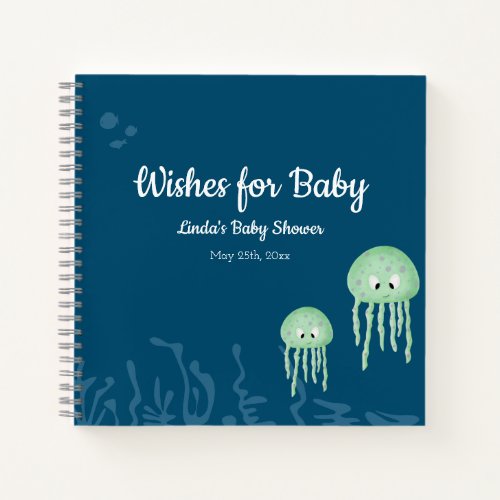 Guest Book Baby Shower Jellyfish Boy Blue