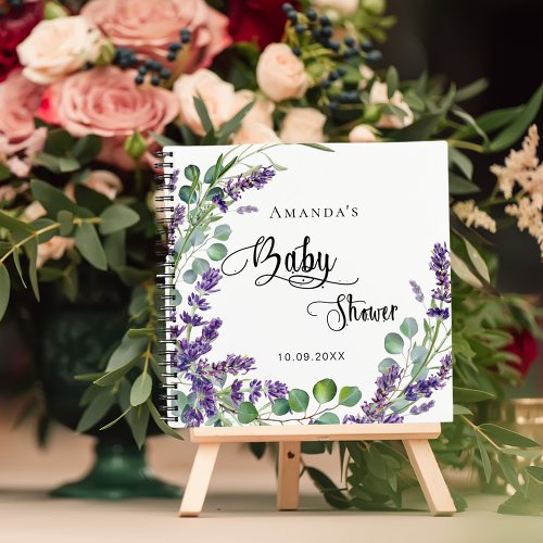 Guest book baby shower lavender eucalyptus 