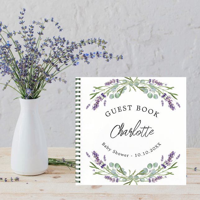 Guest book Baby Shower lavender violet eucalyptus (Creator Uploaded)