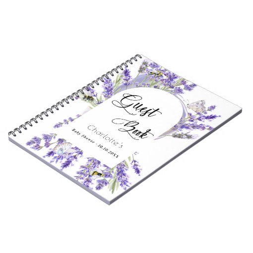 Guest book baby shower lavender violet florals Zazzle