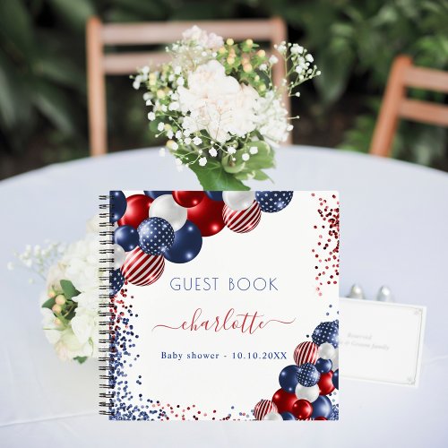 Guest book baby shower patriotic red white blue