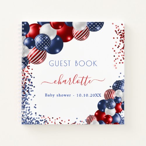 Guest book baby shower patriotic red white blue