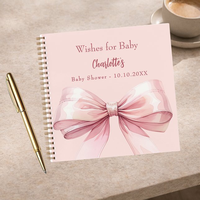 Guest book Baby Shower pink bow girl wishes (Creator Uploaded)