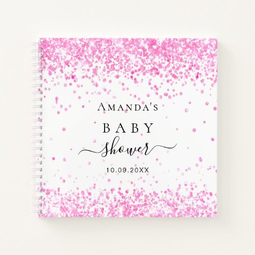 Guest book baby shower pink glitter dust girl