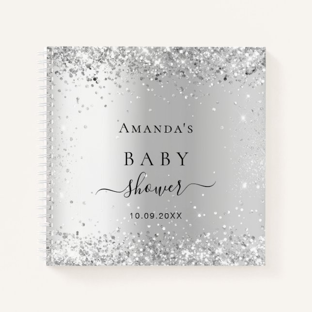 Guest book baby shower silver name (Front)