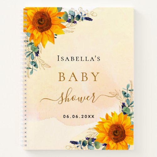 Guest book baby shower sunflowers